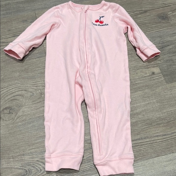 Little Me Other - Little Me Pink One Piece Footie with Long Sleeves and Polka Dots